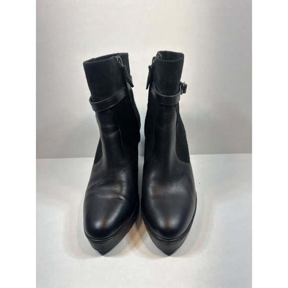 Rebecca Minkoff Leisoff Platform Bootie Wedge Black Leather And Suede 8.5 M 39 - Picture 4 of 8